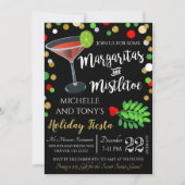 Margaritas en Mistletoe kerstuitnodiging Kaart (Voorkant)