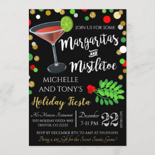 Margaritas en Mistletoe - kerstuitnodiging Kaart