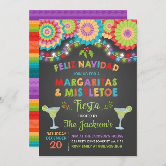 Margaritas et invitation de fête de vacances de (Devant / Derrière)