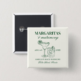 Margaritas & Huwelijksvrijgezellenweekend Vierkante Button 5,1 Cm