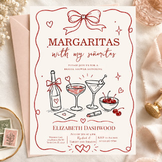 Margarita's zwembad krabbel Party Cocktail Bruids- Kaart