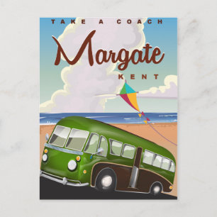 Margate Kent vintage reizen Coach poster Briefkaart