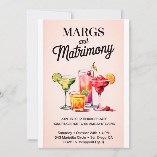 Marges et mariage Invitation à la douche nuptiale (Devant)