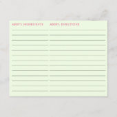 Marges latérales doubles et carte de recette de ma (Dos)