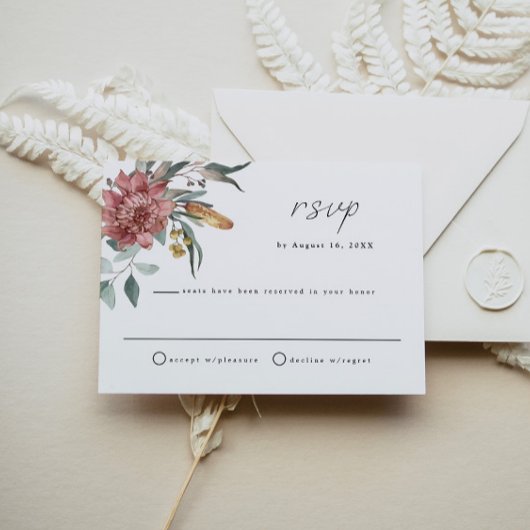 MARGOT Dusty Rose Blush Floral Wedding Carte RSVP