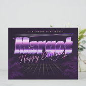 Margot Nom Prénom carte rétro lilas pour l'anniver (Debout devant)