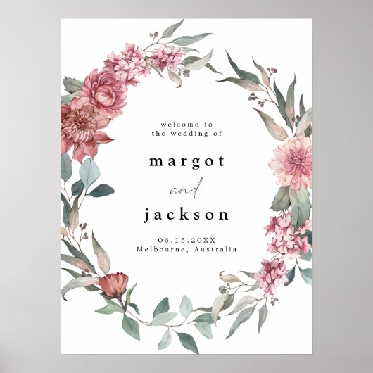 MARGOT Rustic Dusty Roos Blush Weddenschap Welkom Poster (Voorkant)