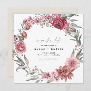 MARGOT Square Dusty Roos Blush Photo Save the Date Kaart