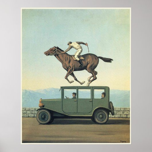 MARGRITTE HORSE RACING CAR Art Poster (Devant)