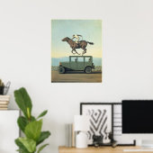 MARGRITTE HORSE RACING CAR Art Poster (Bureau à domicile)