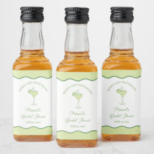 "Margs and Matrimony" Chic Bruiloftsfeest Tequila Likeurfles Etiket