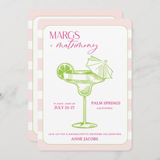 Margs en het huwelijk Bachelorette uitnodiging (Voorkant / Achterkant)