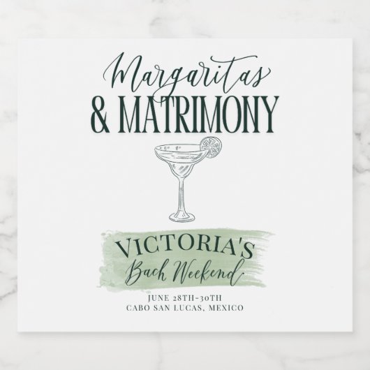 Margs en het huwelijk Bachelorette uitnodiging Sparkling Wijnetiket (Enkel label)