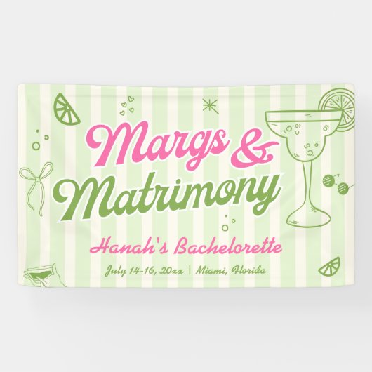 Margs en Huwelijk Bachelorette Party Welkom Spandoek (Horizontaal)