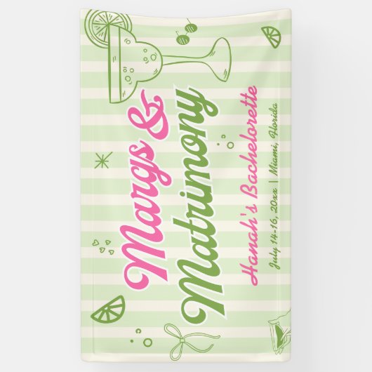 Margs en Huwelijk Bachelorette Party Welkom Spandoek (Verticaal)