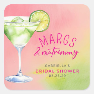 Margs en Huwelijk Cocktail Bruidsfeest Vierkante Sticker