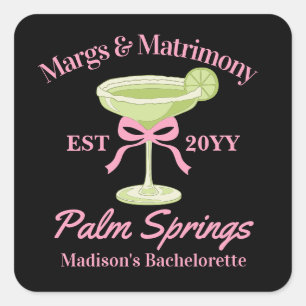 Margs en Huwelijk Margaritas Bachelorette Party Vierkante Sticker
