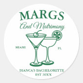 Margs en Huwelijk  Strand Bruidsfeest  Ronde Sticker (Voorkant)