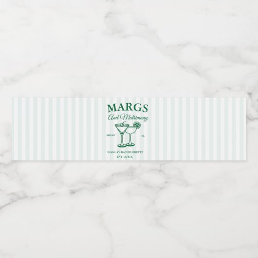 Margs en Huwelijk Strand Bruidsmeisje Feest Waterfles Etiket (Enkel label)