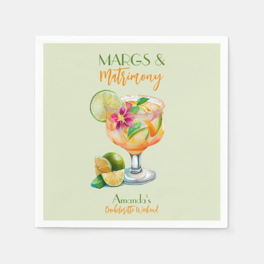 Margs en Huwelijk Tequila & Fiesta Bachelorette Servet (Voorkant)