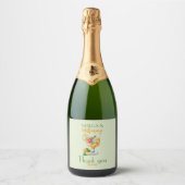 Margs en Huwelijk Tequila & Fiesta Bachelorette Sparkling Wijnetiket (Voorkant)