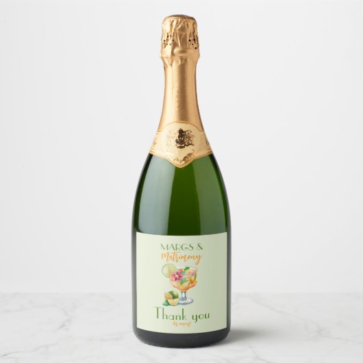 Margs en Huwelijk Tequila & Fiesta Bachelorette Sparkling Wijnetiket (Voorkant)