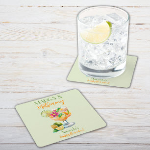 Margs en Huwelijk Tequila & Fiesta Vrijgezellenfee Vierkante Kartonnen Onderzetter