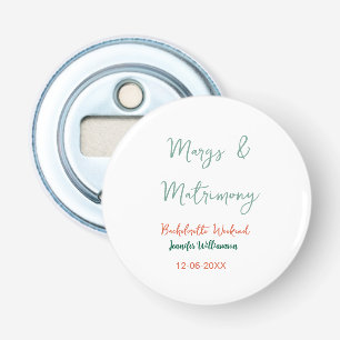 Margs en huwelijk voeg naam datum vrijgezellenfees button flesopener