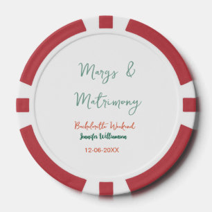 Margs en huwelijk voeg naam datum vrijgezellenfees poker chips