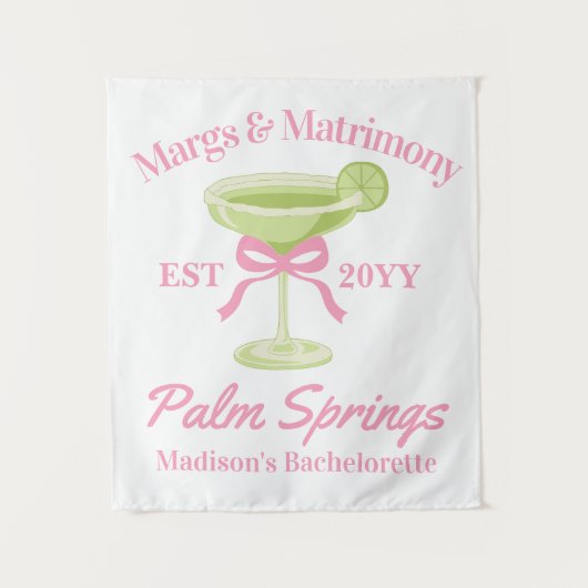 Margs en Matrimony Bachelorette Party Achtergrond Wandkleed (Voorkant)