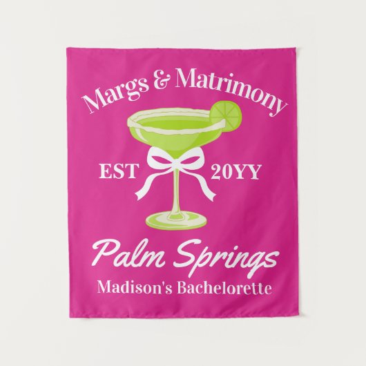 Margs en Matrimony Bachelorette Party Achtergrond Wandkleed (Voorkant)