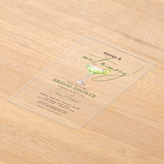 Margs & Huwelijk Modern Vrijgezellenfeest Acryl Uitnodigingen (Laagn)