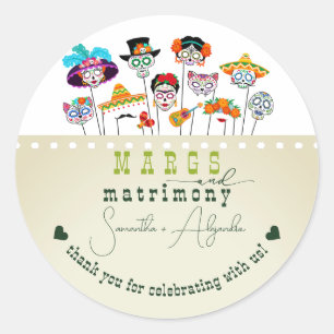 Margs & Huwelijksfeest Mexicaanse Koppels Bruiloft Ronde Sticker