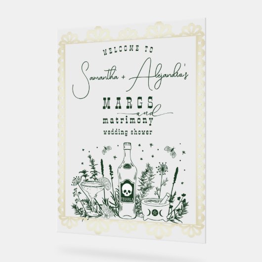 Margs Huwelijksfeest Schedelfeest Koppel Bruisfees Acryl Bord (Hoek)