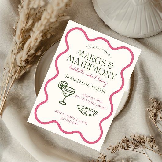 Margs & Matrimony Bachelorette Weekend Hand getrok Kaart