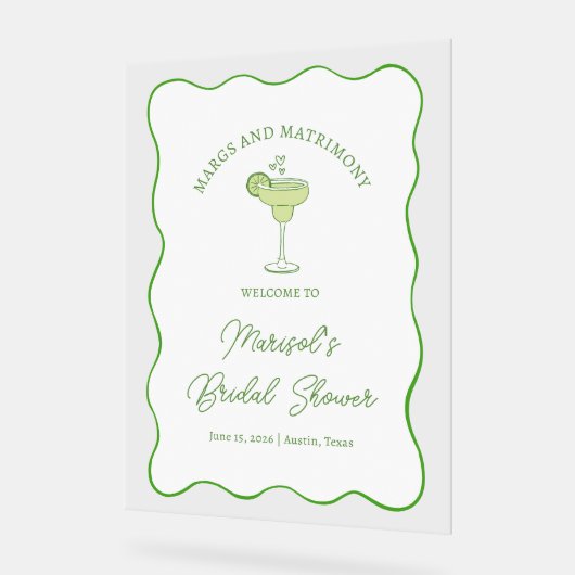 "Margs & Matrimony" Bruiloft Feest Welkomstbord Acryl Bord (Hoek)