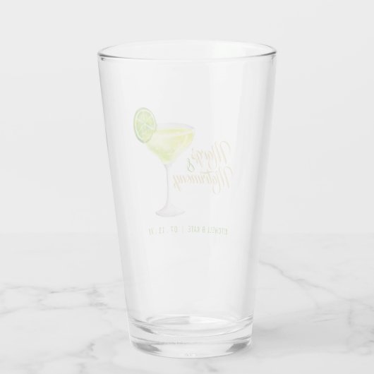Margs & Matrimony Groene Margarita Bruidsfeest Glas (Achterkant)