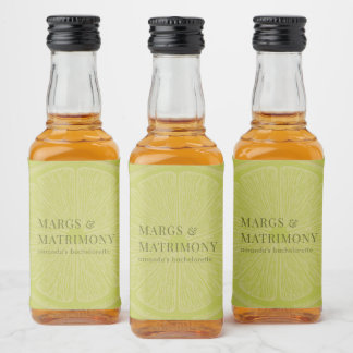 Margs & Matrimony Limegroene Meisjesuitje Feest Likeurfles Etiket