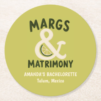 Margs & Matrimony Limegroene Meisjesuitstap Ronde Kartonnen Onderzetter
