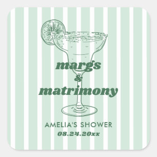 Margs & Matrimony Retro Bachelorette Vrijgezellenf Vierkante Sticker