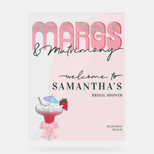 Margs Matrimony Tequila Bach Bruidsmeisjesfeest Ve Acryl Bord (Voorkant)