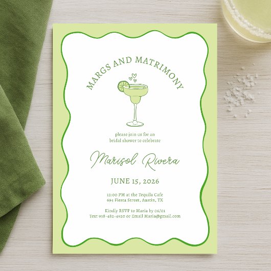 "Margs & Matrimony" Tequila Lime Bridal Shower Kaart