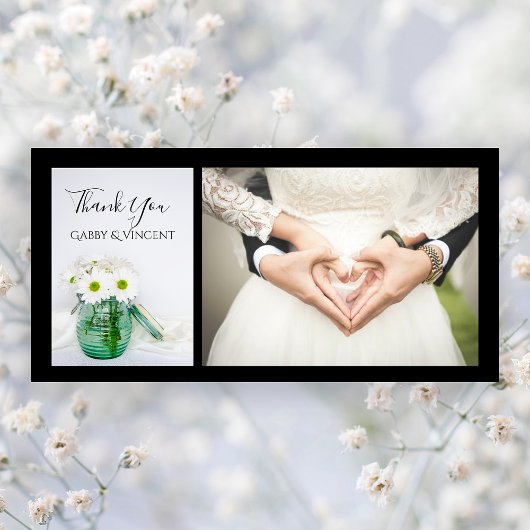 Marguerite blanche avec Merci de Mariage bleu Jar 