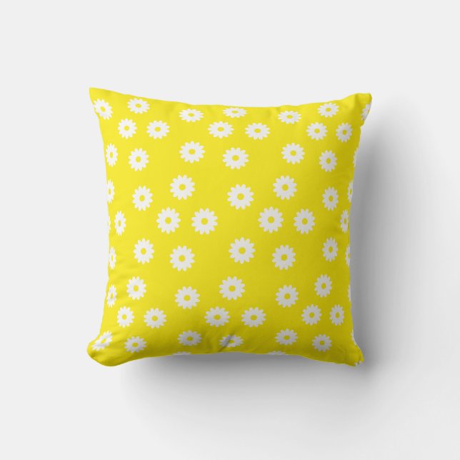 marguerite blanche sur coussin jaune canari (Recto)
