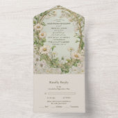 Marguerite Daisy Dusty Wedding All In One Uitnodiging (Binnen)