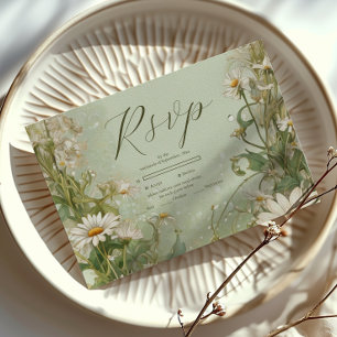 Marguerite Daisy Dusty Wedding RSVP Kaartje