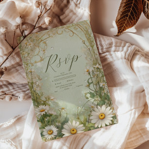 Marguerite Daisy Stof Bruiloft RSVP Kaartje