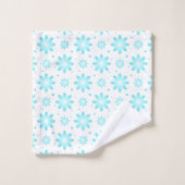 Marguerite délicate blanche et turquoise, point mo (Gant de toilette)