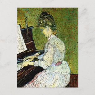 Marguerite Gachet in Piano door Vincent van Gogh Briefkaart