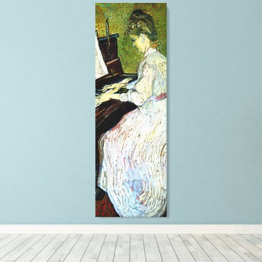 Marguerite Gachet in Piano door Vincent van Gogh Canvas Afdruk (Insitu (Houten vloer))